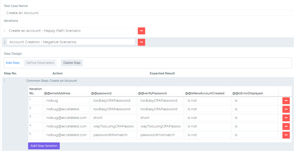 Iteration 2 for Account Creation Test Case