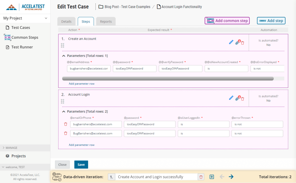 Login Test Case Iteration 1