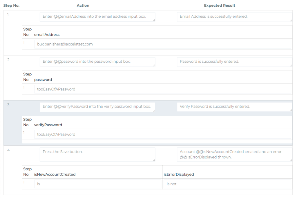 Shared Step for Account Creation